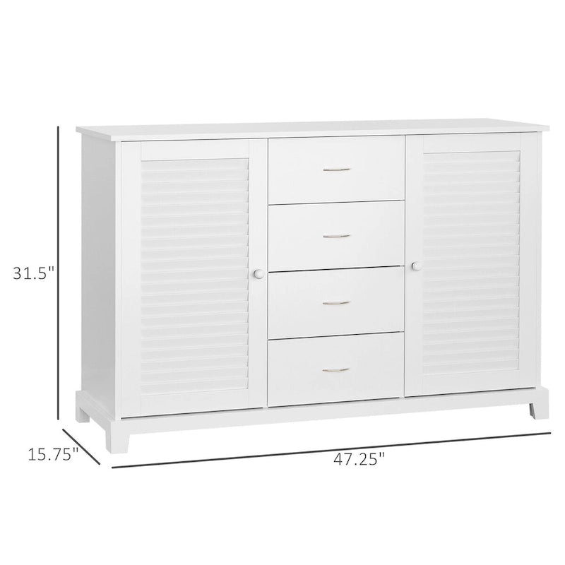 Buffet de 120 cm avec 4 tiroirs et 2 portes persiennes