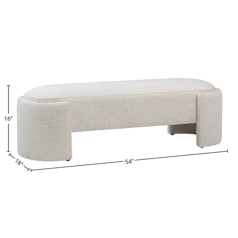 Banc Boucle rond avec pieds demi-lunette, blanc cassé