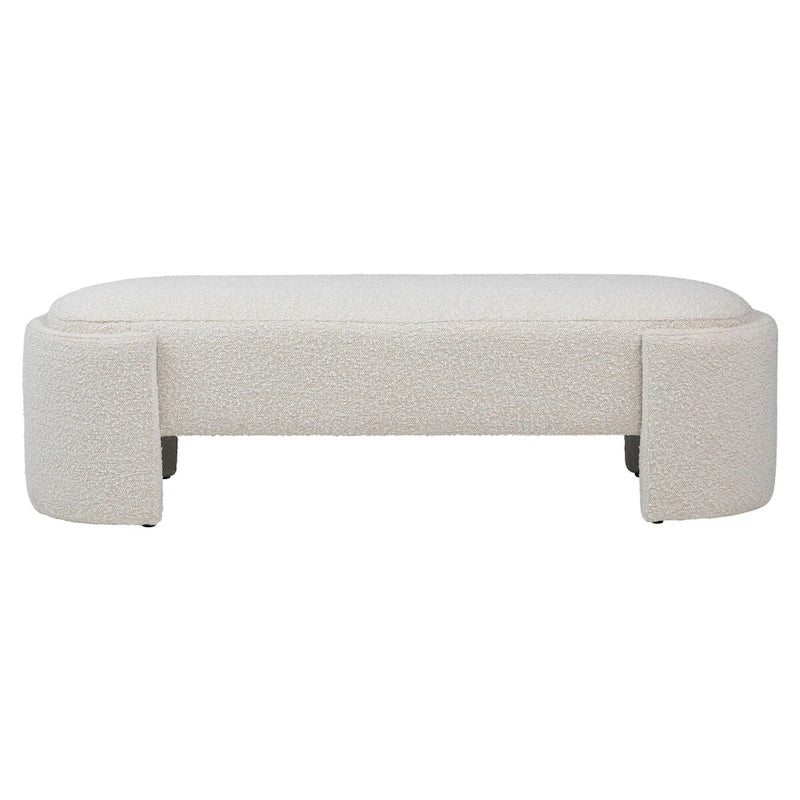 Banc Boucle rond avec pieds demi-lunette, blanc cassé