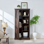 Meuble de rangement haut avec porte coulissante et étagères
