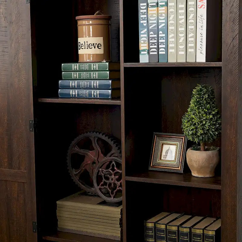 Meuble de rangement haut avec porte coulissante et étagères