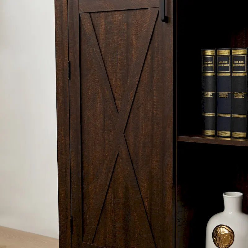 Meuble de rangement haut avec porte coulissante et étagères
