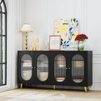 Buffet de rangement moderne et minimaliste avec 4 portes en acrylique et étagères réglables
