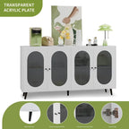 Buffet de rangement moderne et minimaliste avec 4 portes en acrylique et étagères réglables