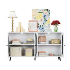Buffet de rangement moderne et minimaliste avec 4 portes en acrylique et étagères réglables