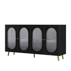 Buffet de rangement moderne et minimaliste avec 4 portes en acrylique et étagères réglables