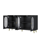 Buffet de rangement moderne et minimaliste avec 4 portes en acrylique et étagères réglables