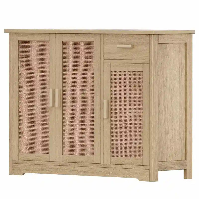 Meuble de rangement en rotin avec tiroir - 35,4L x 11,8P x 31,5H
