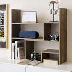 Étagère de bureau compacte et réglable – Marron rustique