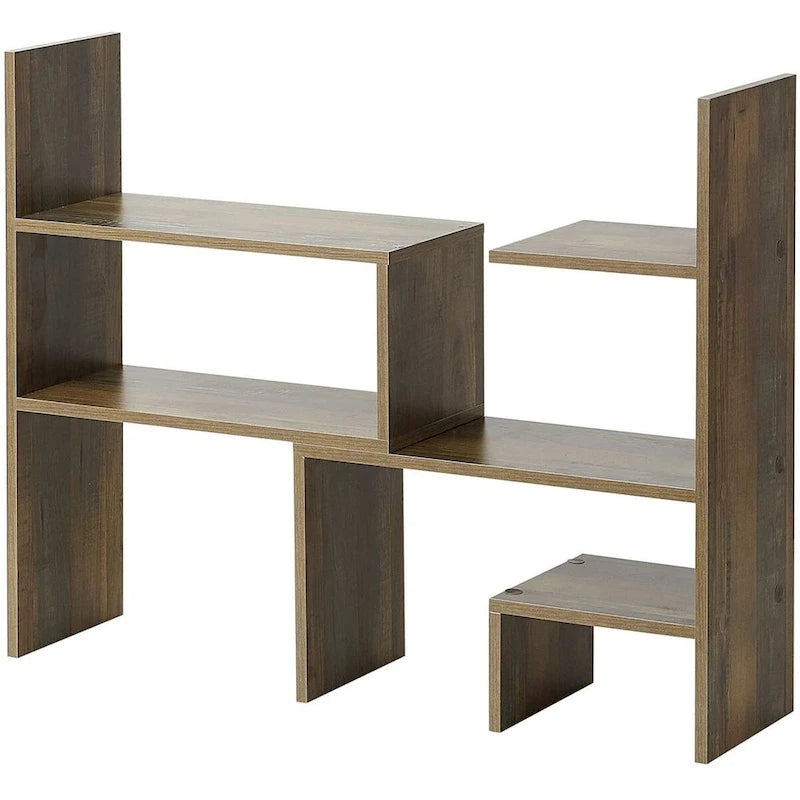Étagère de bureau compacte et réglable – Marron rustique