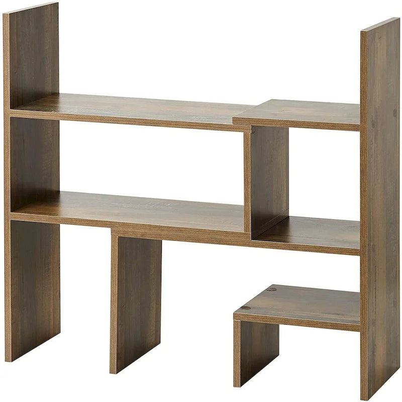 Étagère de bureau compacte et réglable – Marron rustique