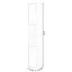 Meuble de rangement haut et étroit pour salle de bain avec étagères ouvertes et fermées, Blanc