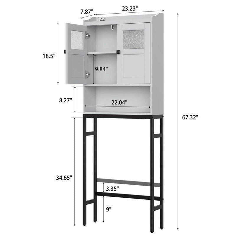 Meuble de rangement WC avec porte, 171 cm H x 59 cm L x 20 cm P