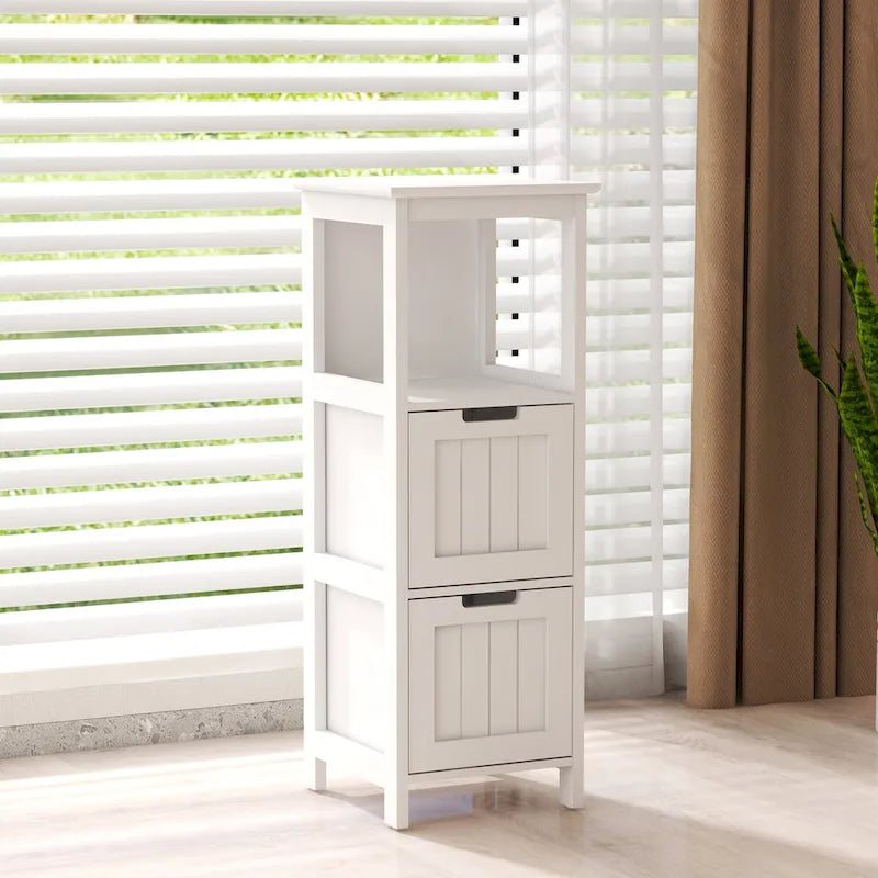 Meuble de salle de bain bas avec 2 tiroirs et 1 étagère