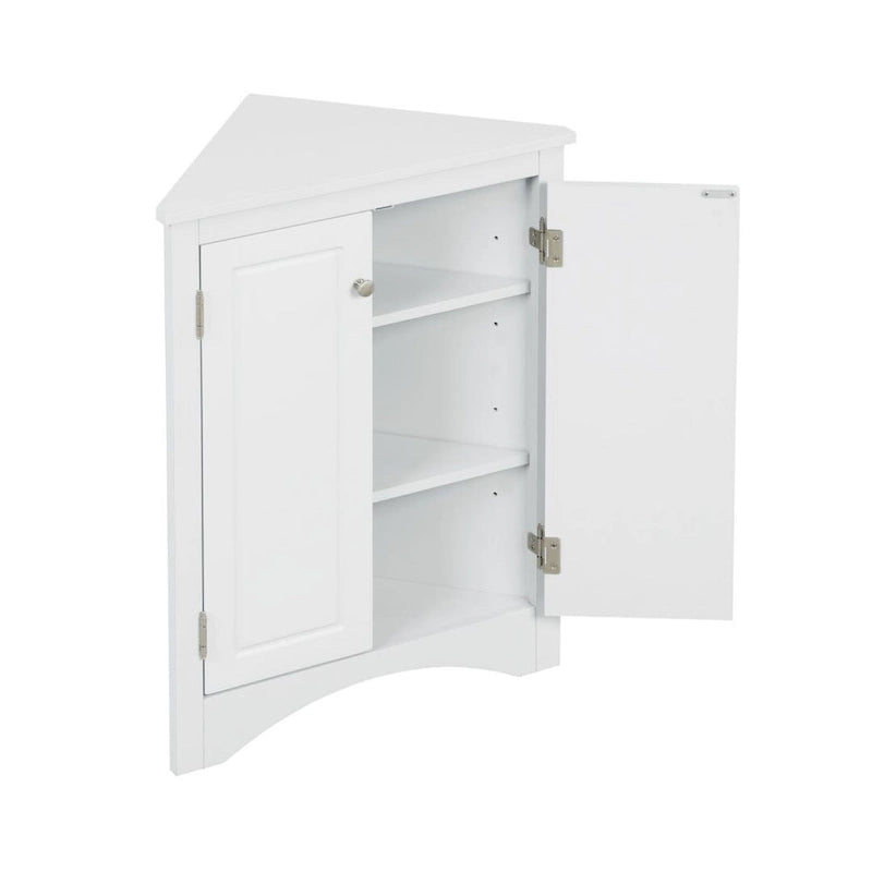 Meuble de rangement d'angle blanc avec étagères réglables