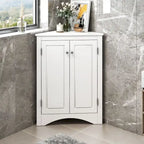 Meuble de rangement d'angle blanc avec étagères réglables