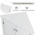 Meuble de rangement d'angle blanc avec étagères réglables