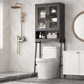 Meuble de Rangement Sur Pieds au-dessus des Toilettes avec Porte en Verre Trempé - 23,6L x 9,4P x 66,5H