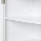 68 Meuble de salle de bain haut en bois blanc à 1 porte avec tiroirs et étagère réglable
