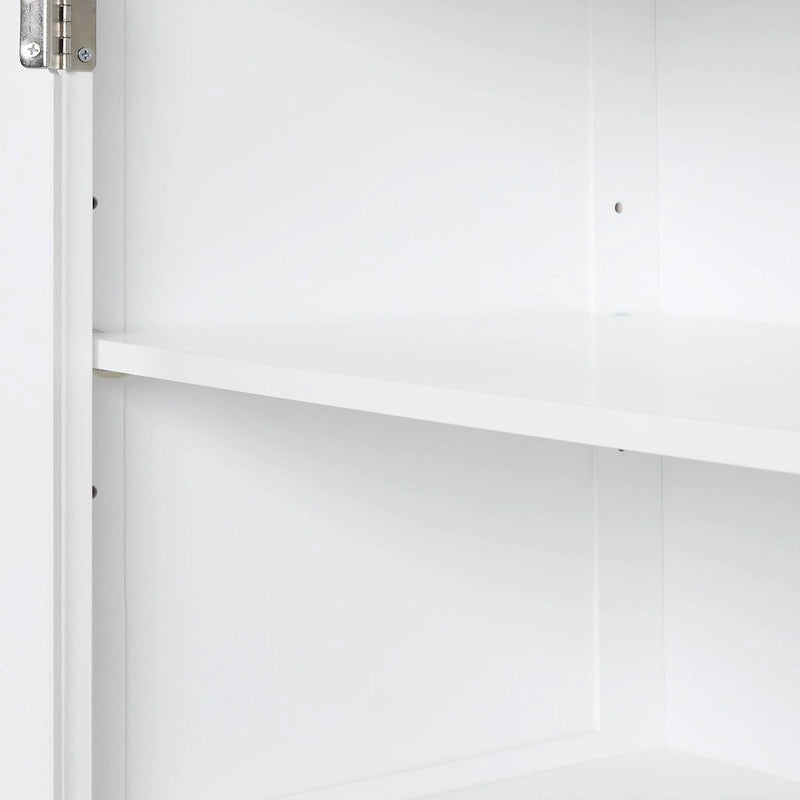 68 Meuble de salle de bain haut en bois blanc à 1 porte avec tiroirs et étagère réglable