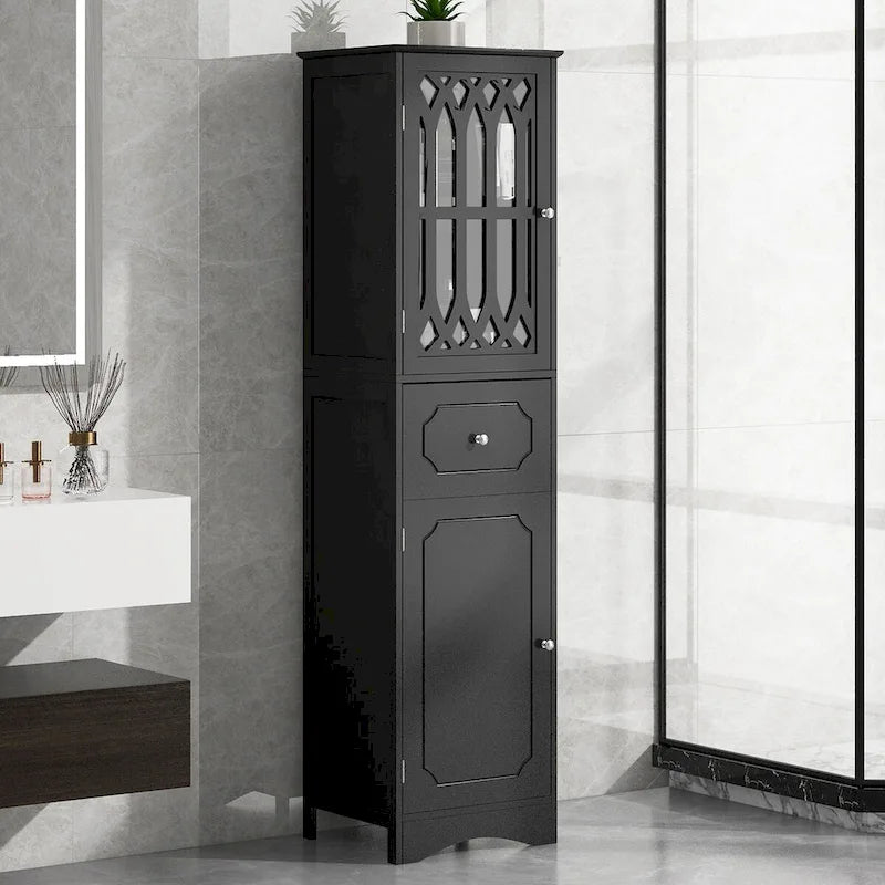Meuble de salle de bain autoportant avec tiroir et portes