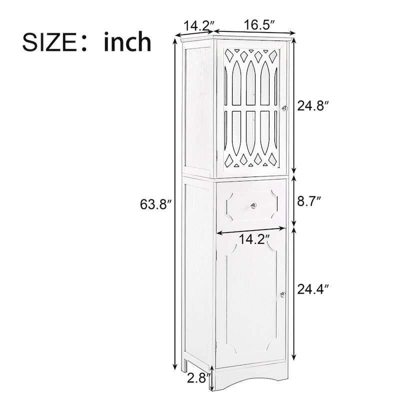 Meuble de salle de bain autoportant avec tiroir et portes