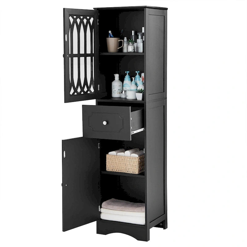 Meuble de salle de bain autoportant avec tiroir et portes