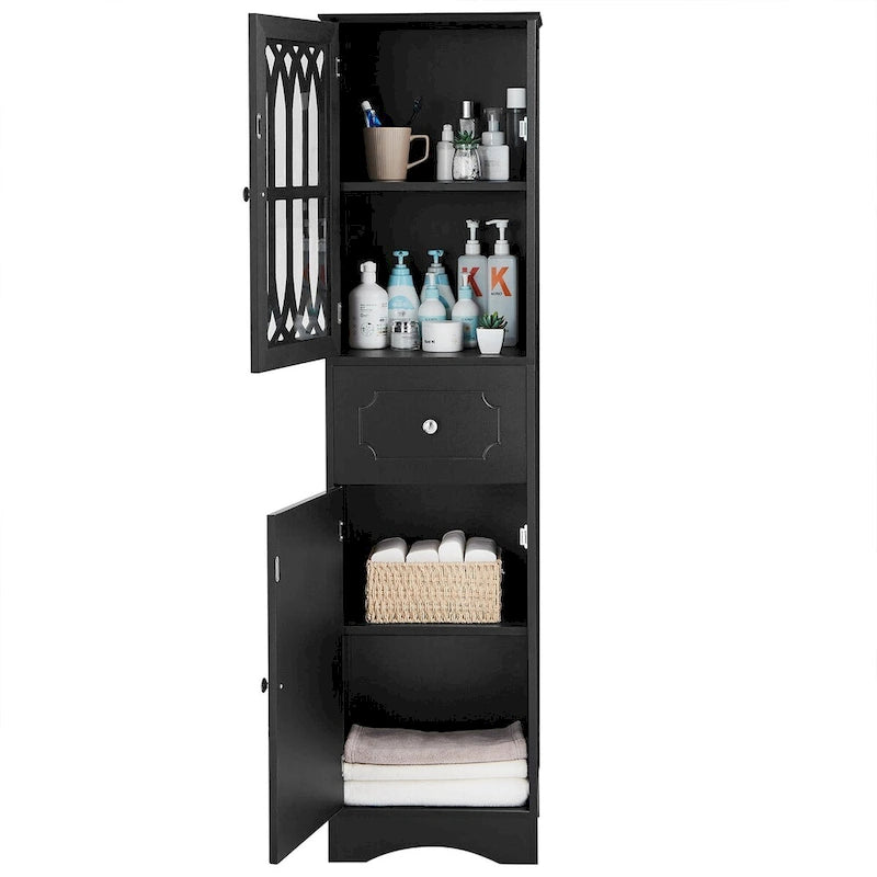 Meuble de salle de bain autoportant avec tiroir et portes