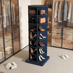 Meuble à chaussures rotatif à 360° – 7 niveaux, Bleu Marine