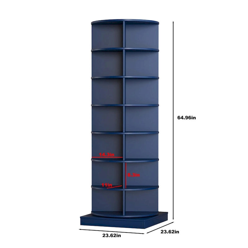 Meuble à chaussures rotatif à 360° – 7 niveaux, Bleu Marine
