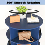 Meuble à chaussures rotatif à 360° – 7 niveaux, Bleu Marine