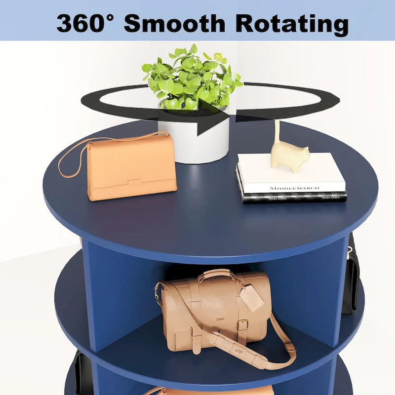 Meuble à chaussures rotatif à 360° – 7 niveaux, Bleu Marine