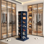 Meuble à chaussures rotatif à 360° – 7 niveaux, Bleu Marine