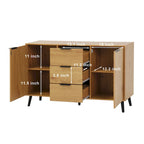 Buffet de salle à manger avec 3 tiroirs et 2 portes, meuble de rangement de cuisine de 120 cm, Naturel