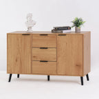Buffet de salle à manger avec 3 tiroirs et 2 portes, meuble de rangement de cuisine de 120 cm, Naturel