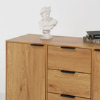 Buffet de salle à manger avec 3 tiroirs et 2 portes, meuble de rangement de cuisine de 120 cm, Naturel