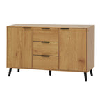Buffet de salle à manger avec 3 tiroirs et 2 portes, meuble de rangement de cuisine de 120 cm, Naturel