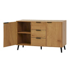 Buffet de salle à manger avec 3 tiroirs et 2 portes, meuble de rangement de cuisine de 120 cm, Naturel