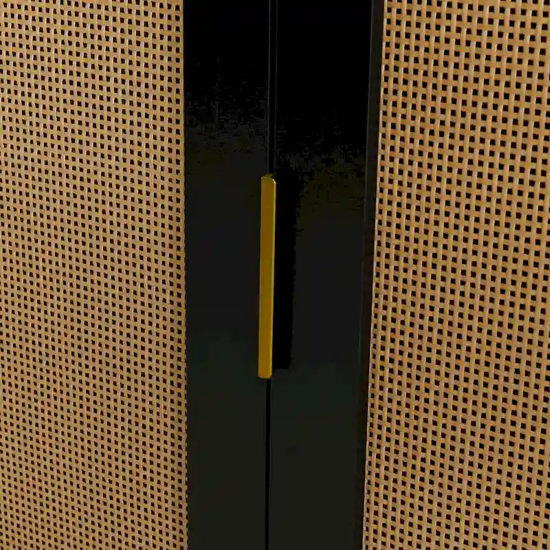 Meuble bas incurvé à 2 portes avec portes en rotin